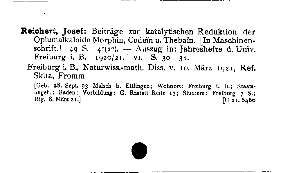 [Katalogkarte Dissertationenkatalog bis 1980]