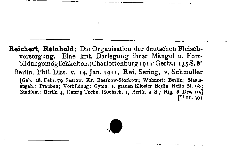 [Katalogkarte Dissertationenkatalog bis 1980]