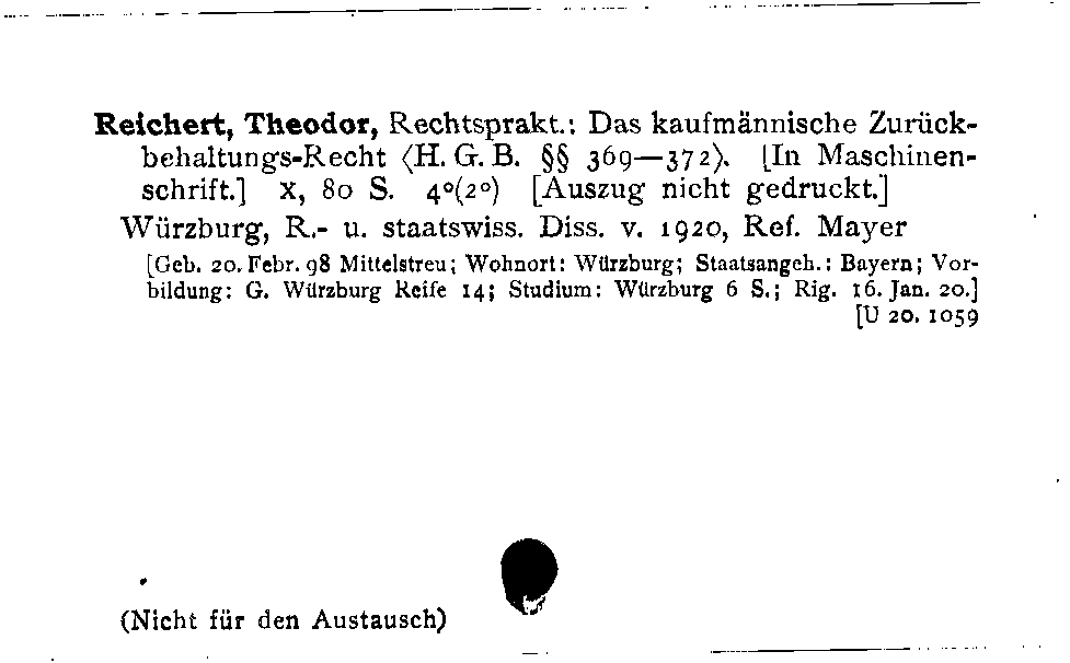 [Katalogkarte Dissertationenkatalog bis 1980]