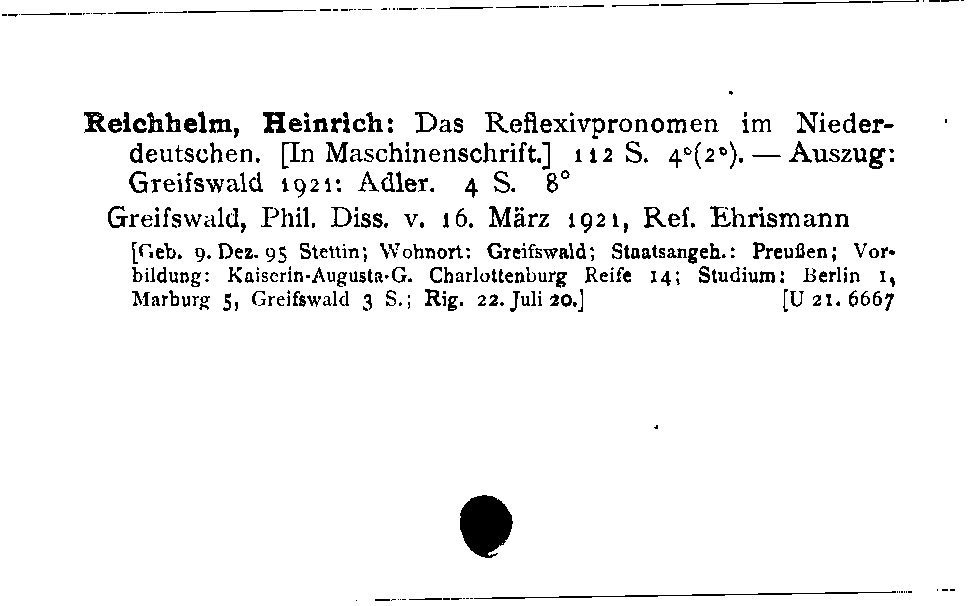 [Katalogkarte Dissertationenkatalog bis 1980]