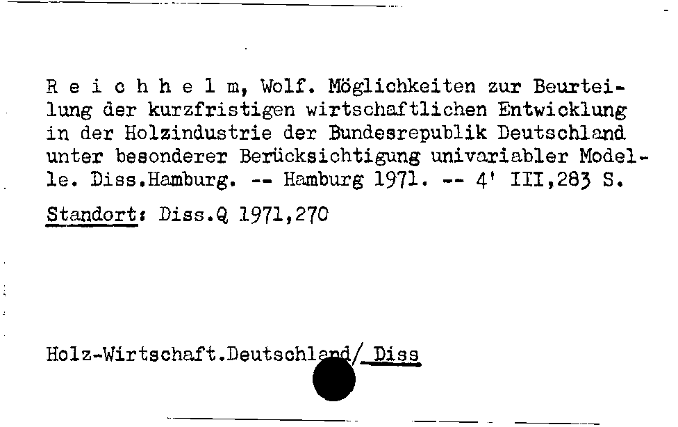 [Katalogkarte Dissertationenkatalog bis 1980]