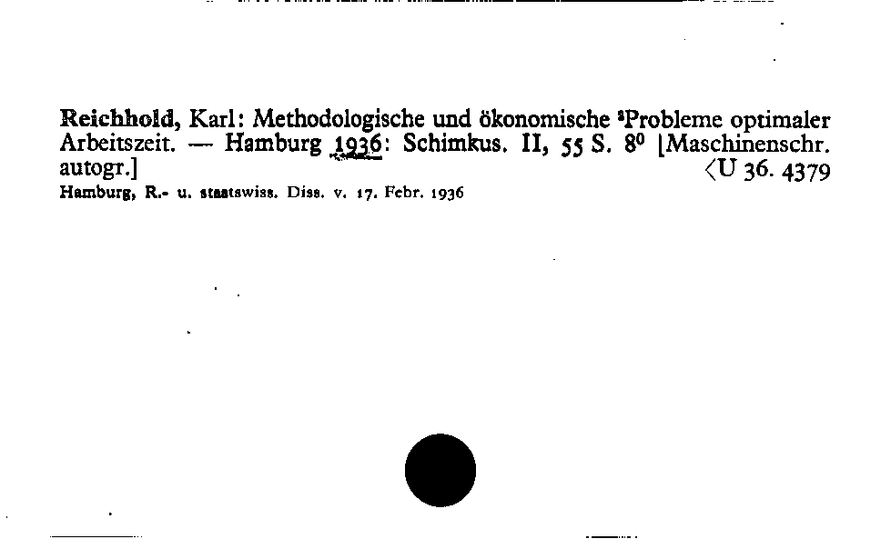 [Katalogkarte Dissertationenkatalog bis 1980]