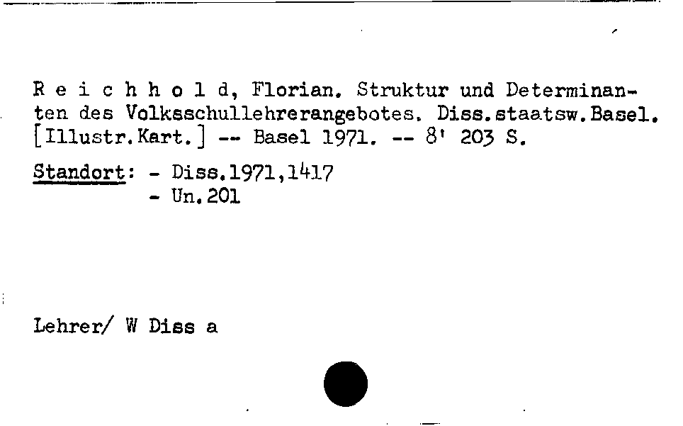 [Katalogkarte Dissertationenkatalog bis 1980]