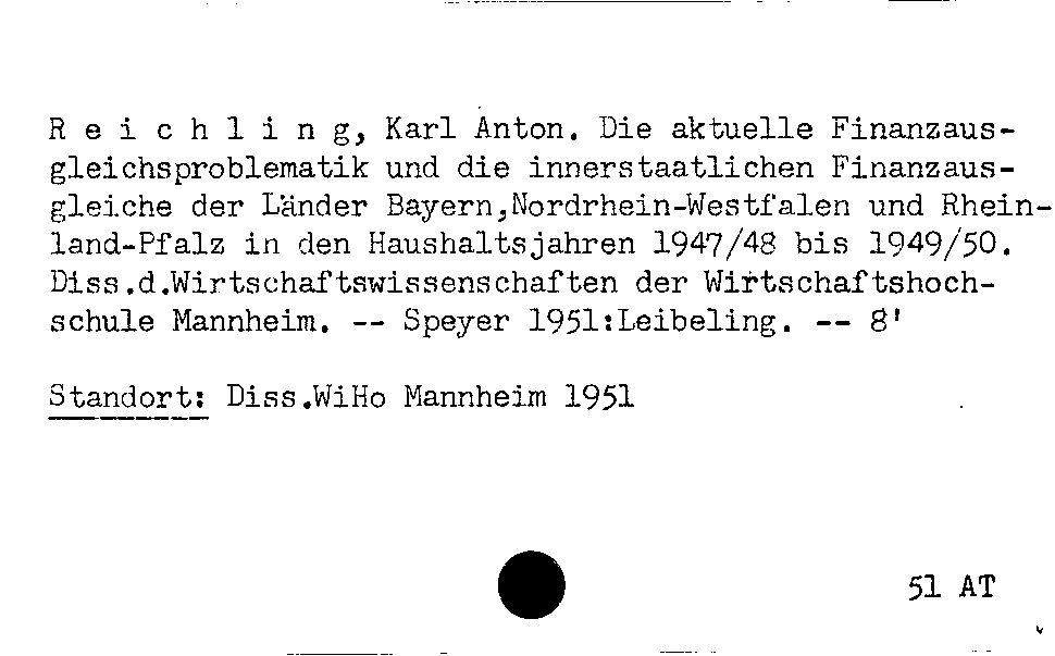 [Katalogkarte Dissertationenkatalog bis 1980]