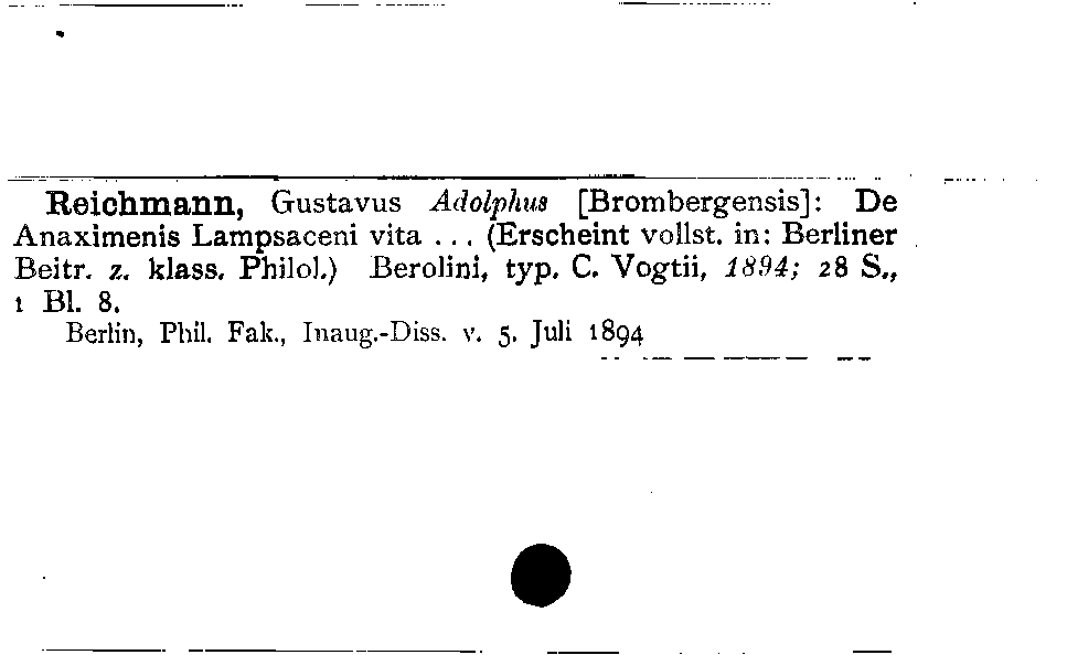 [Katalogkarte Dissertationenkatalog bis 1980]