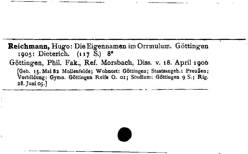 [Katalogkarte Dissertationenkatalog bis 1980]