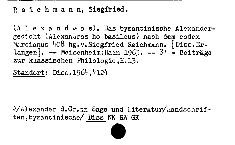 [Katalogkarte Dissertationenkatalog bis 1980]