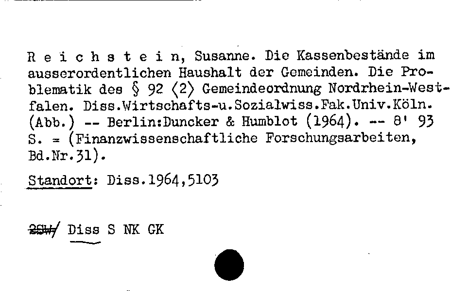 [Katalogkarte Dissertationenkatalog bis 1980]