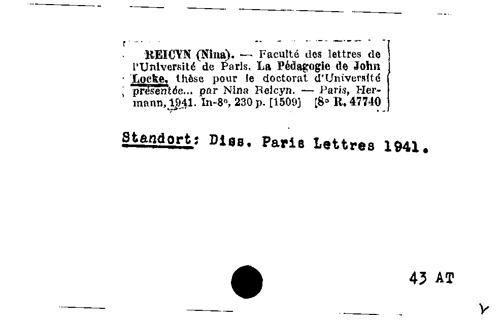 [Katalogkarte Dissertationenkatalog bis 1980]