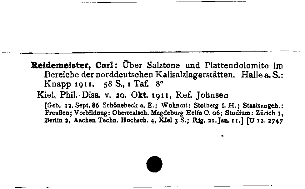 [Katalogkarte Dissertationenkatalog bis 1980]