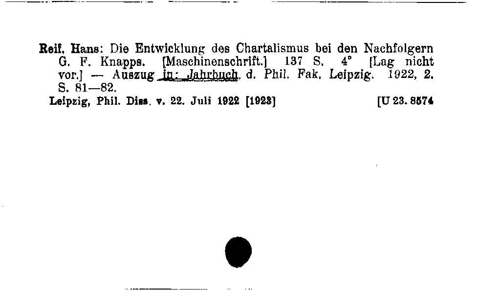 [Katalogkarte Dissertationenkatalog bis 1980]