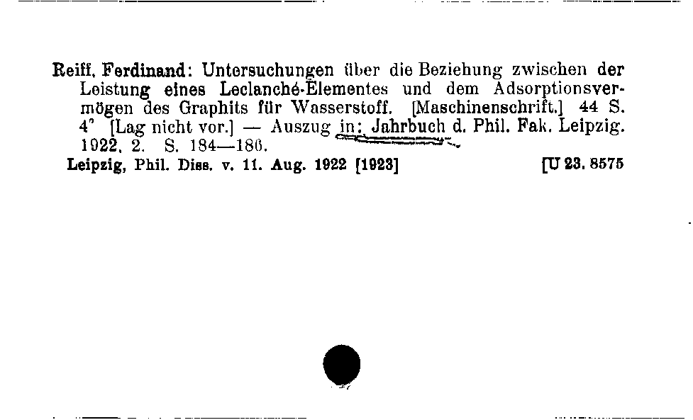 [Katalogkarte Dissertationenkatalog bis 1980]