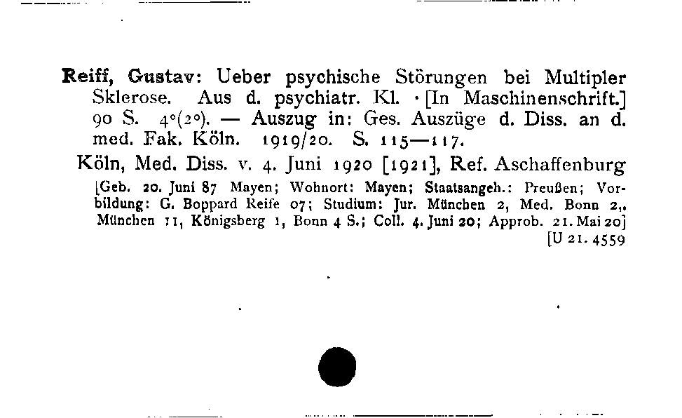 [Katalogkarte Dissertationenkatalog bis 1980]