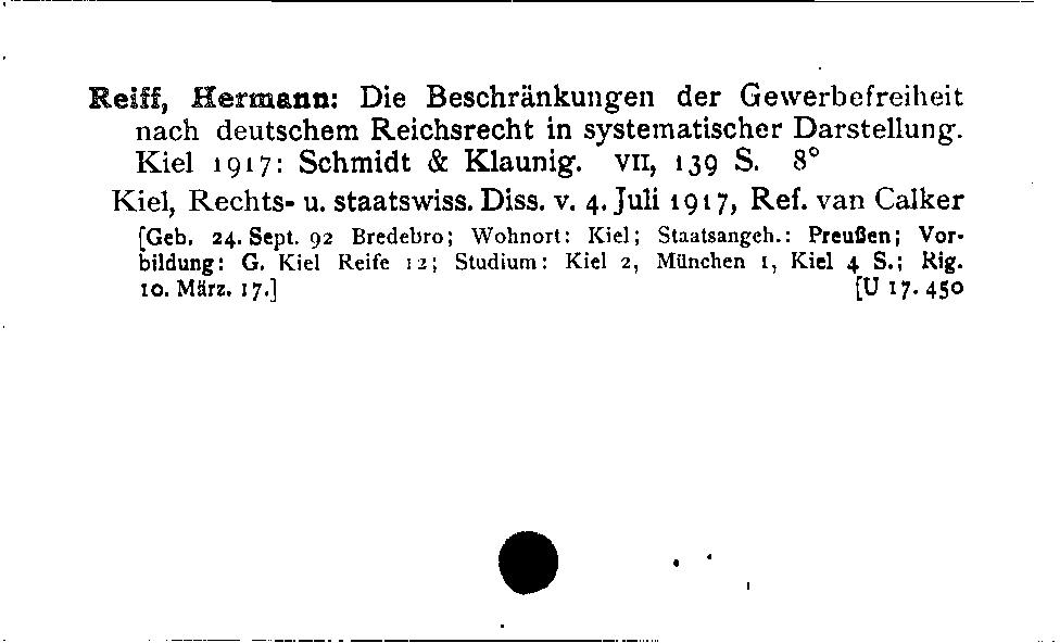 [Katalogkarte Dissertationenkatalog bis 1980]