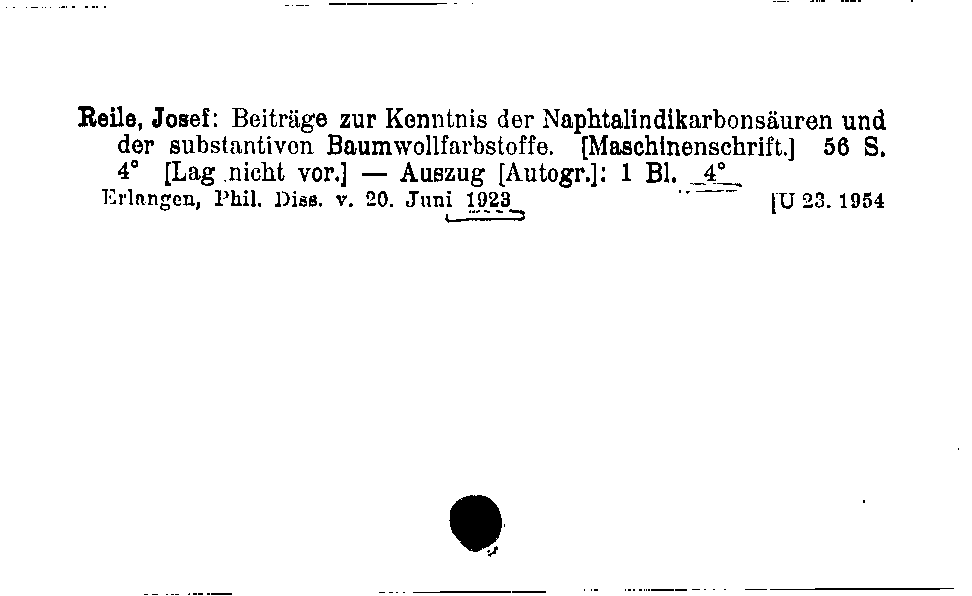 [Katalogkarte Dissertationenkatalog bis 1980]