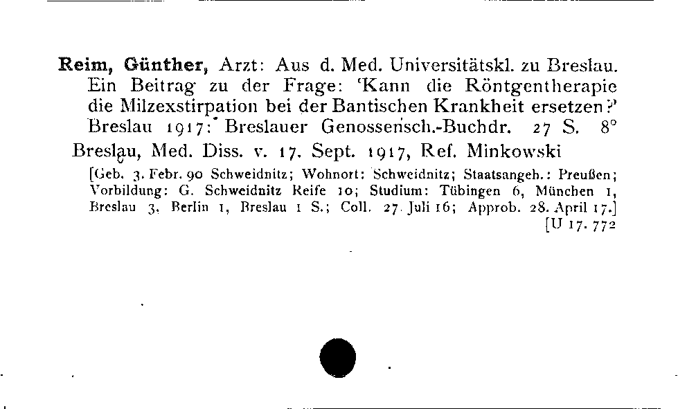 [Katalogkarte Dissertationenkatalog bis 1980]