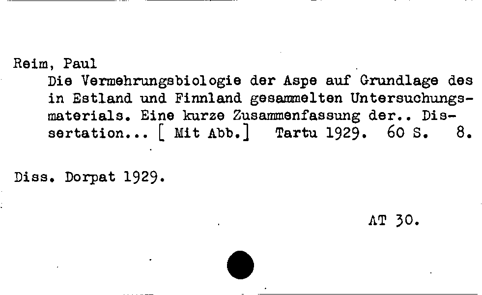 [Katalogkarte Dissertationenkatalog bis 1980]