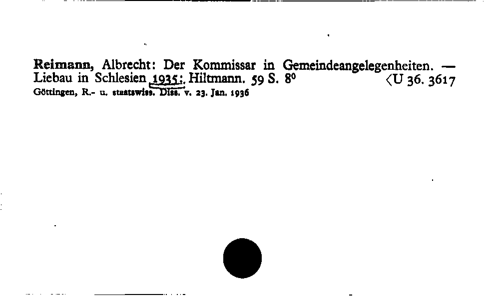 [Katalogkarte Dissertationenkatalog bis 1980]