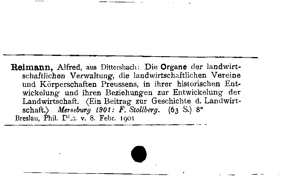 [Katalogkarte Dissertationenkatalog bis 1980]