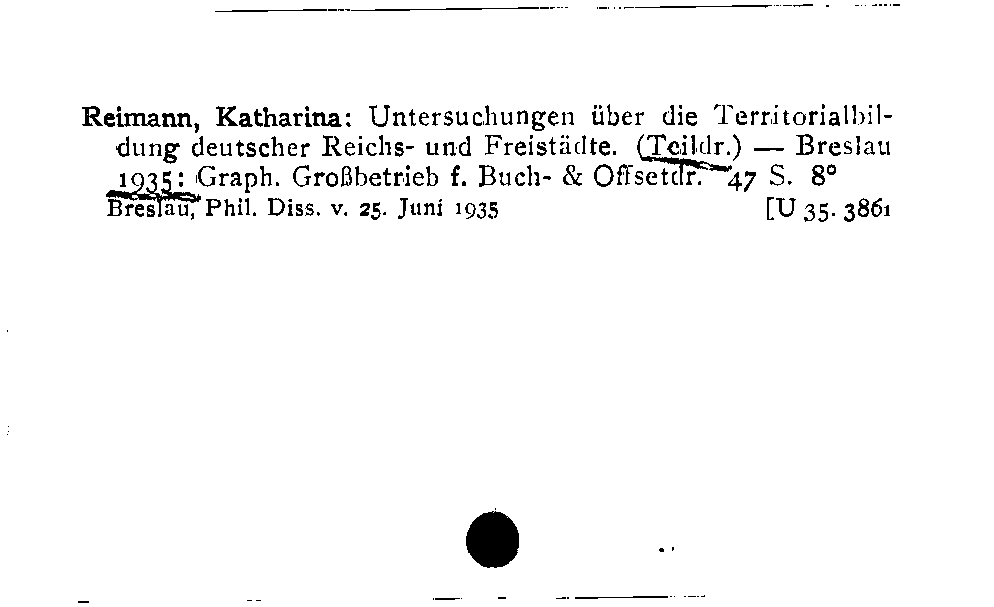 [Katalogkarte Dissertationenkatalog bis 1980]