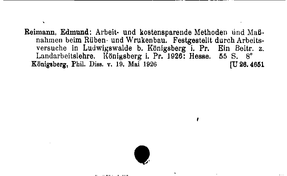 [Katalogkarte Dissertationenkatalog bis 1980]