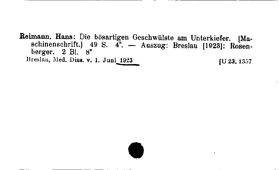 [Katalogkarte Dissertationenkatalog bis 1980]