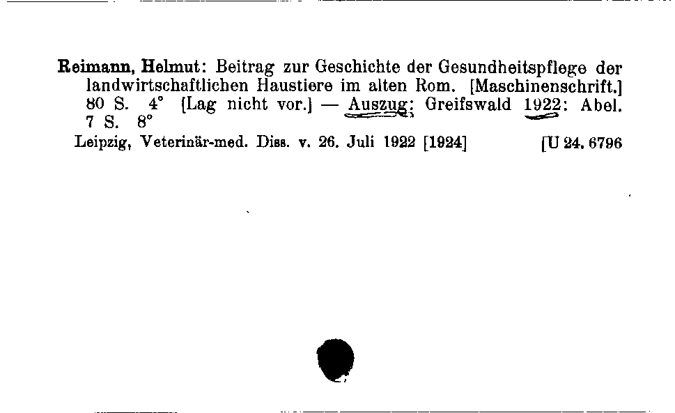 [Katalogkarte Dissertationenkatalog bis 1980]