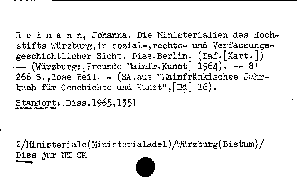 [Katalogkarte Dissertationenkatalog bis 1980]