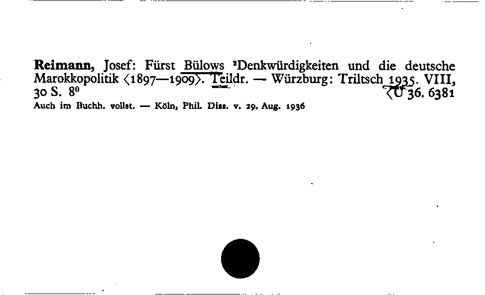 [Katalogkarte Dissertationenkatalog bis 1980]