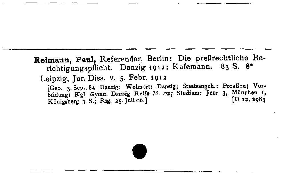 [Katalogkarte Dissertationenkatalog bis 1980]