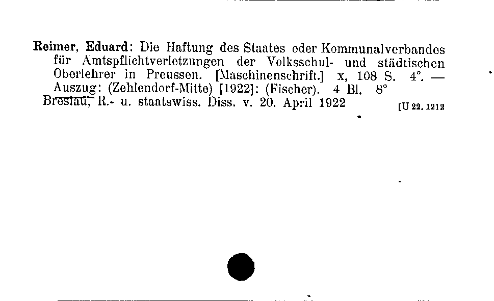 [Katalogkarte Dissertationenkatalog bis 1980]