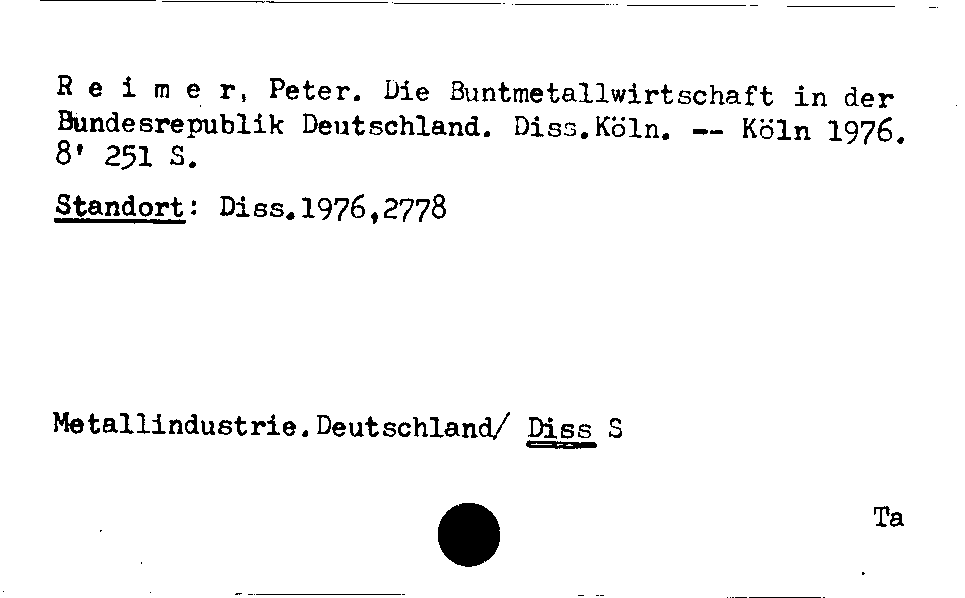 [Katalogkarte Dissertationenkatalog bis 1980]