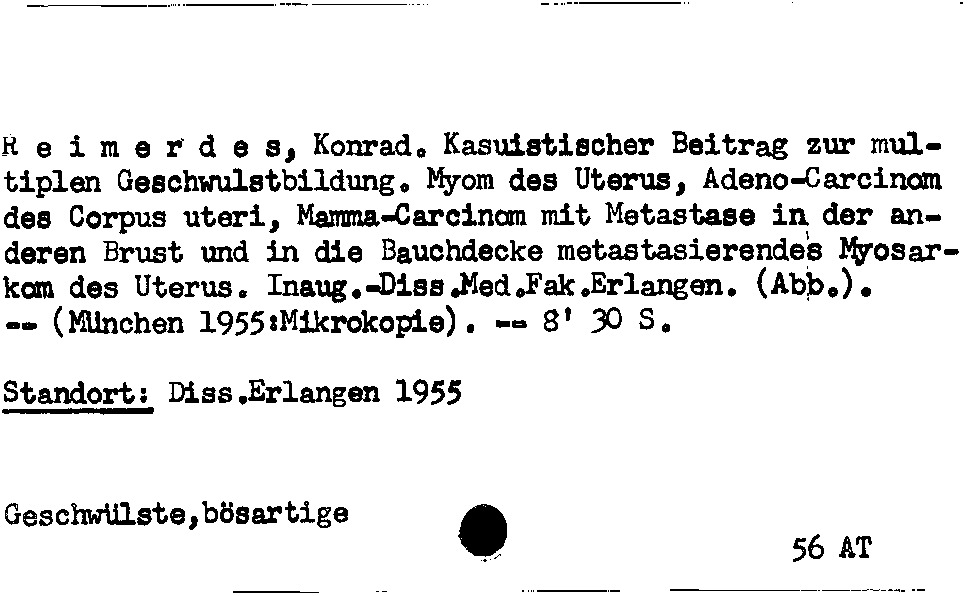 [Katalogkarte Dissertationenkatalog bis 1980]