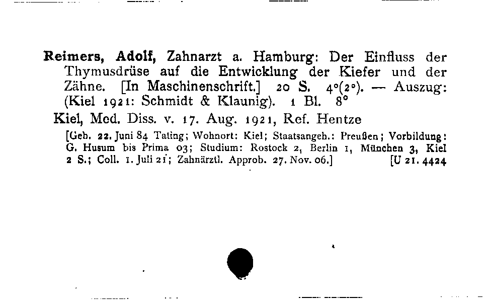 [Katalogkarte Dissertationenkatalog bis 1980]