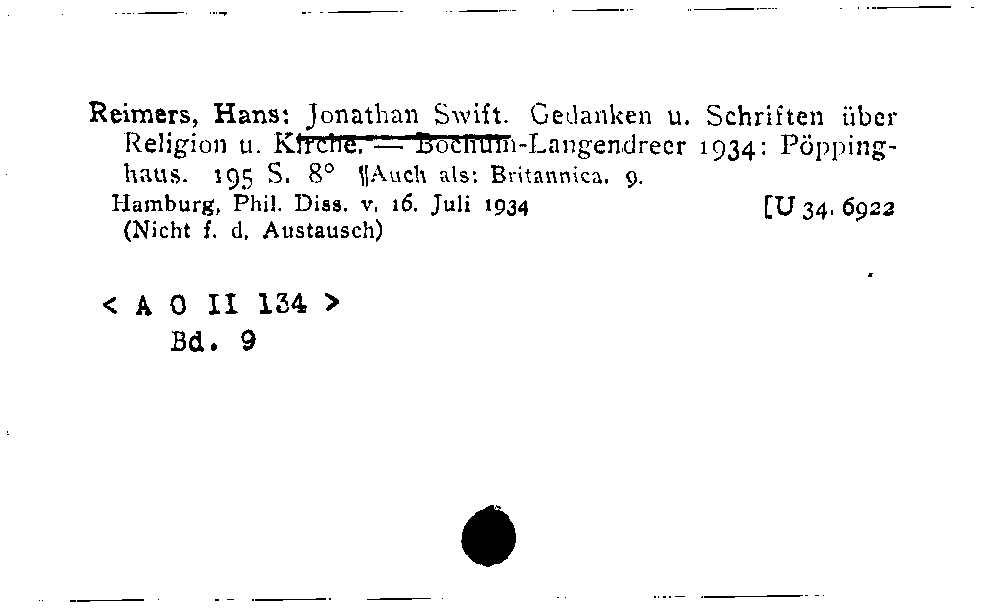 [Katalogkarte Dissertationenkatalog bis 1980]