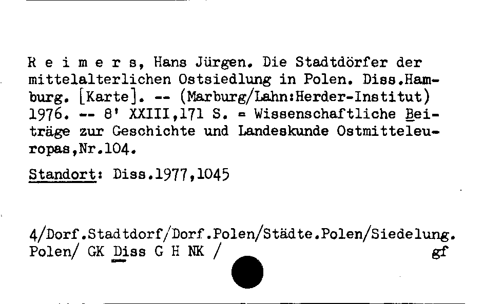 [Katalogkarte Dissertationenkatalog bis 1980]