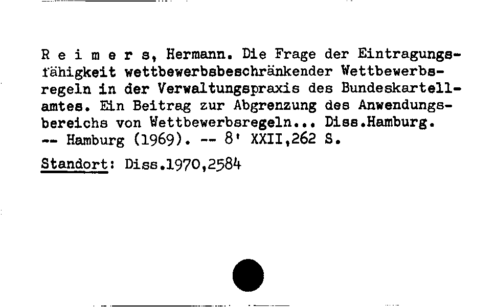 [Katalogkarte Dissertationenkatalog bis 1980]