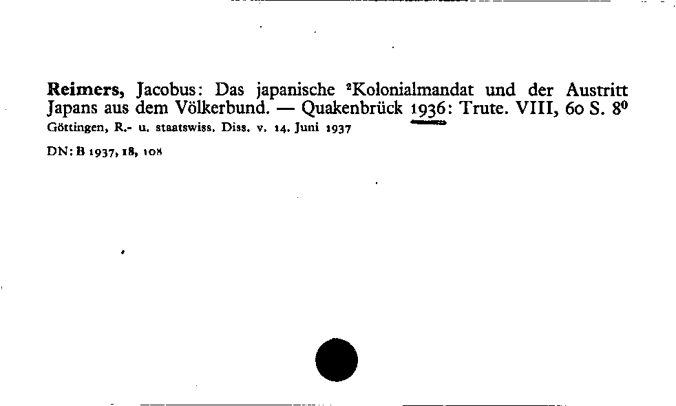 [Katalogkarte Dissertationenkatalog bis 1980]