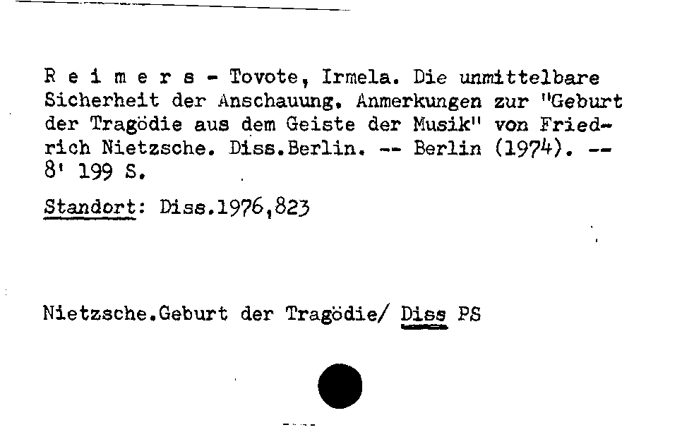 [Katalogkarte Dissertationenkatalog bis 1980]