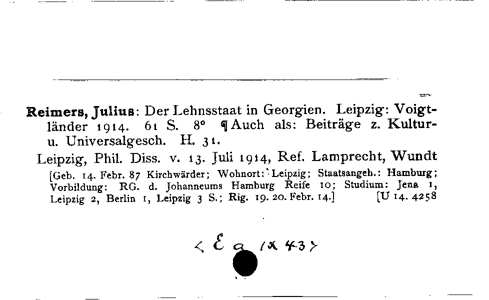 [Katalogkarte Dissertationenkatalog bis 1980]