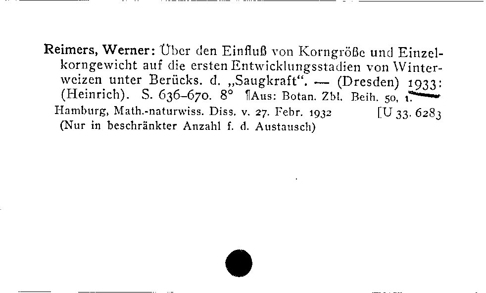 [Katalogkarte Dissertationenkatalog bis 1980]