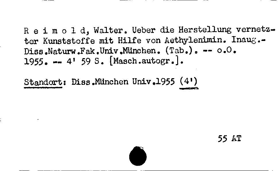 [Katalogkarte Dissertationenkatalog bis 1980]