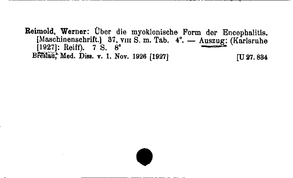 [Katalogkarte Dissertationenkatalog bis 1980]