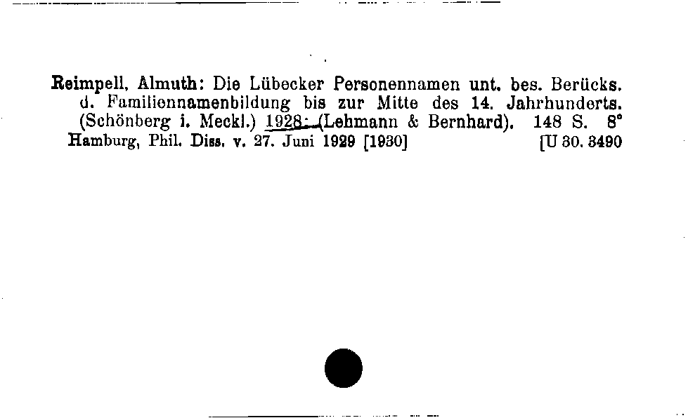 [Katalogkarte Dissertationenkatalog bis 1980]