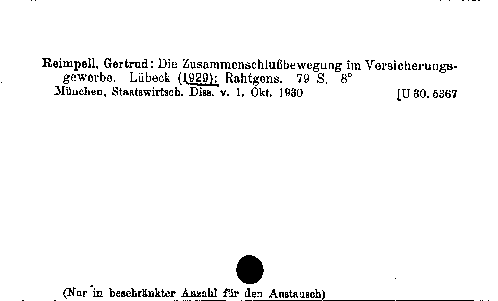 [Katalogkarte Dissertationenkatalog bis 1980]