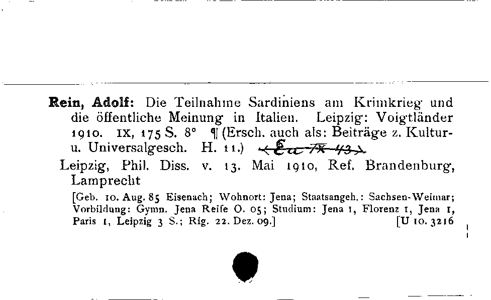 [Katalogkarte Dissertationenkatalog bis 1980]