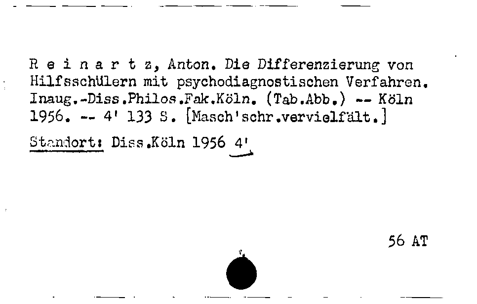 [Katalogkarte Dissertationenkatalog bis 1980]