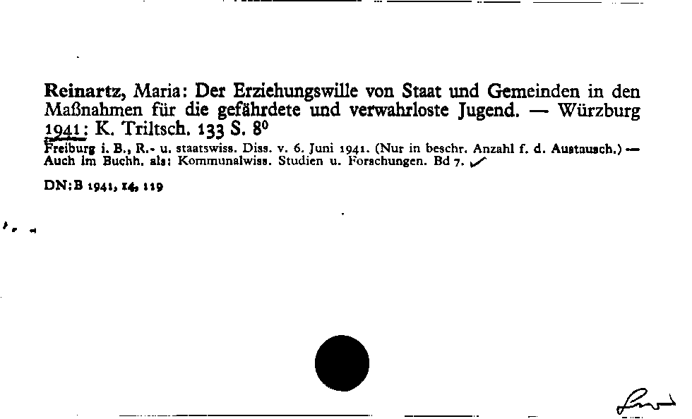 [Katalogkarte Dissertationenkatalog bis 1980]