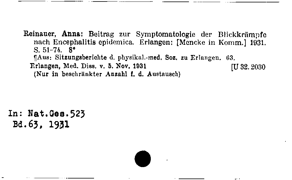 [Katalogkarte Dissertationenkatalog bis 1980]