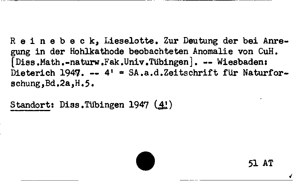 [Katalogkarte Dissertationenkatalog bis 1980]